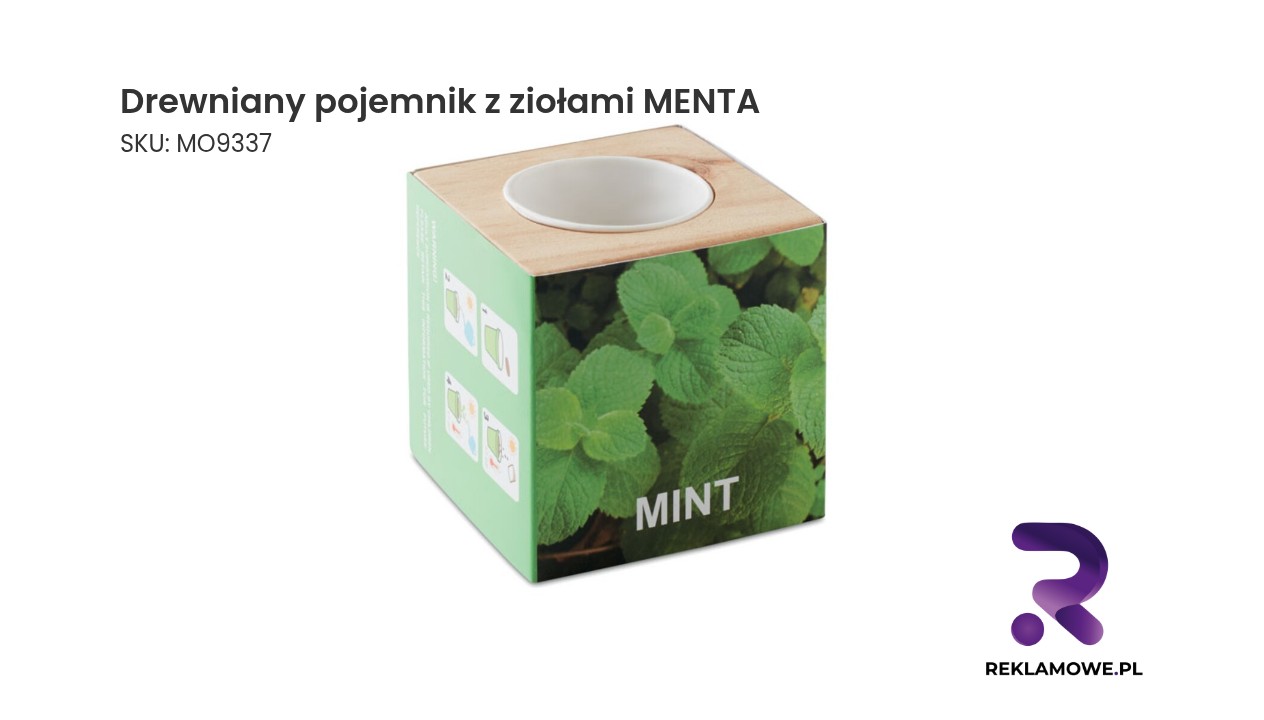 Drewniany pojemnik z ziołami MENTA
