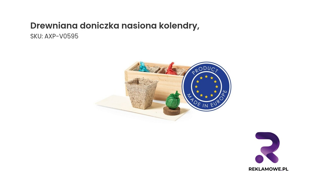 Drewniana doniczka z nasionami kolendry