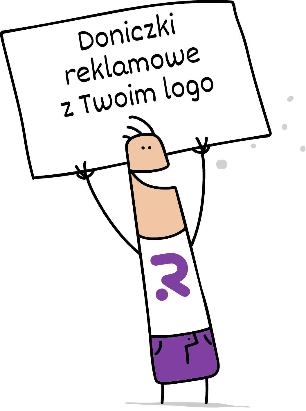 Buddy trzymający napis doniczki reklamowe z Twoim logo